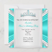 Sweet 16 Birthday Princess Aquamarin Diamonds Tiar Einladung (Rückseite)