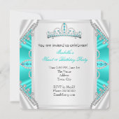 Sweet 16 Birthday Princess Aquamarin Diamonds Tiar Einladung (Rückseite)