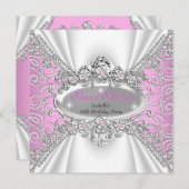 Sweet 16 Birthday Princess Pink Diamonds Tiara 2 Einladung (Vorne/Hinten)