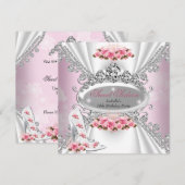 Sweet 16 Birthday Princess Pink Tiara Rose Heelse Einladung (Vorne/Hinten)