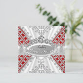 Sweet 16 Birthday Princess Red Diamonds laden ein Einladung (Stehend Vorderseite)