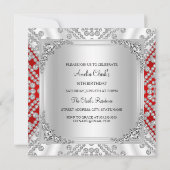 Sweet 16 Birthday Princess Red Diamonds laden ein Einladung (Rückseite)