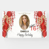 Sweet 16 Birthday - Red Balloons Banner (Horizontal)