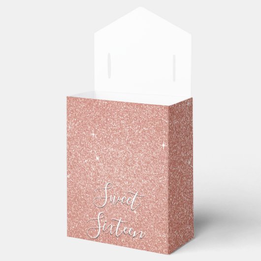 Sweet 16 Birthday Rose Gold Blush Pink Glitzer Geschenkschachtel (Geöffnet)