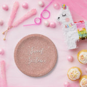 Sweet 16 Birthday Rose Gold Blush Pink Glitzer Pappteller (Party)