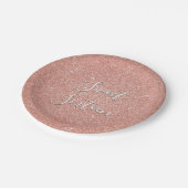 Sweet 16 Birthday Rose Gold Blush Pink Glitzer Pappteller (Schrägansicht)