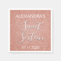 Sweet 16 Birthday Rose Gold Blush Pink Glitzer