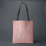 Sweet 16 Birthday Rose Gold Blush Pink Glitzer Tasche<br><div class="desc">Sweet 16 Geburtstagsparty Imitate Sparkle und Glitzer Rose Gold Blush Pink Party Tasche,  die perfekt für eine Rose Gold oder Blush Pink Geburtstagsparty. Diese Party-Tasche ist ideal für eine 16 . Geburtstag Geburtstagsparty.</div>