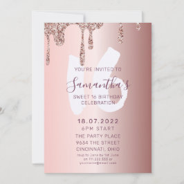 Sweet 16 Birthday Rose Gold Glitzer Einladung