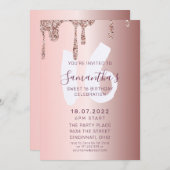 Sweet 16 Birthday Rose Gold Glitzer Einladung (Vorne/Hinten)