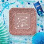 Sweet 16 Birthday Rose Gold Glitzer Personalisiert Pappteller (Party)