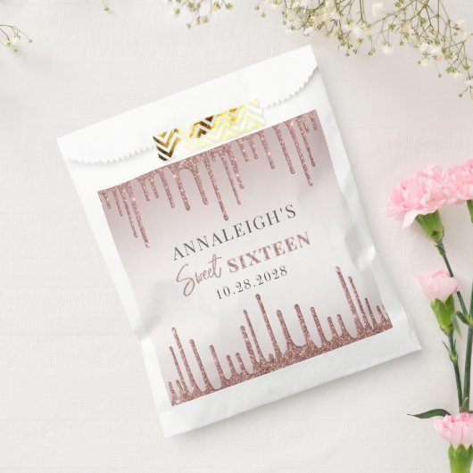 Sweet 16 Birthday Rose Gold Glitzer Tropfen Geschenktütchen (Versiegelt)