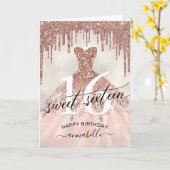 Sweet 16 Birthday Rose Gold Glitzer Tropfen Karte (Gelbe Blume)