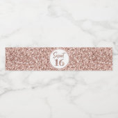 Sweet 16 Birthday Rose Gold Glitzer Wasserflaschenetikett (Einzelnes Label)