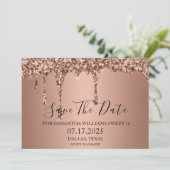 Sweet 16 Birthday Rose Gold Sparkle Glitzer Tropfe Save The Date (Stehend Vorderseite)