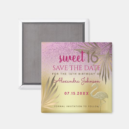 Sweet 16 Birthday Save the Date Magnet (Vorderseite/Rückseite)