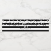 Sweet 16 Birthday Silver Confetti Black Stripes Wasserflaschenetikett (Einzelnes Label)