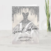 Sweet 16 Birthday Silver Glitzer Tropfen Karte (Vorderseite)