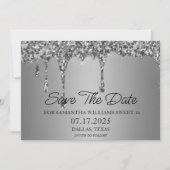 Sweet 16 Birthday Silver Sparkle Glitzer Tropfen Save The Date (Vorderseite)
