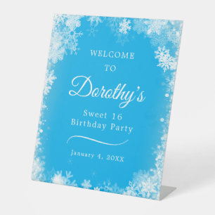 Sweet 16 Birthday Snowflake Blue Willkommen Sockelschild