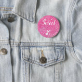 SWEET 16 Birthday Sparkle Hot Pink Glitzer Button (Beispiel)