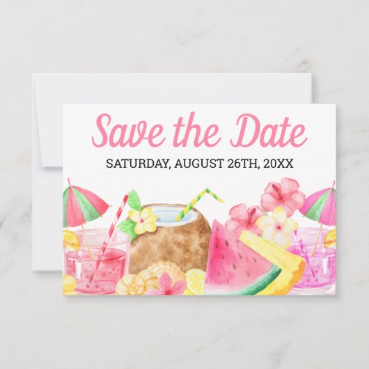 Sweet 16 Birthday Tropical Hawaiian Watercolor Save The Date (Vorderseite)