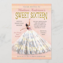 Sweet 16 Birthday Watercolor Dress Blush Pink Gold