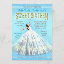 Sweet 16 Birthday Watercolor Dress Royal Blue Gold