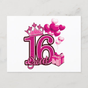 Sweet 16 Birthday White Postcard Postkarte