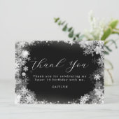 Sweet 16 Birthday Winter Wonderland Snowflake Dankeskarte (Stehend Vorderseite)