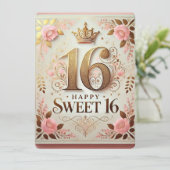 Sweet 16 Birthday Wish Cards Einladung (Stehend Vorderseite)