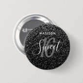 Sweet 16 Black and Silver Speck Personalisiert Button (Vorne & Hinten)