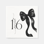 Sweet 16 Black Bow Party Napkins Serviette (Vorderseite)