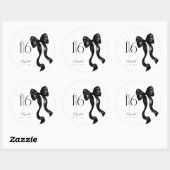 Sweet 16 Black Bow Party Stickers (Blatt)