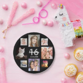 Sweet 16 Black Foto Collage Pappteller (Party)