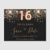 Sweet 16 Black Glitzer speichern den Datums-Magnet Magnetkarte (Vorderseite)