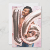 Sweet 16 Black & Gold Balloons Foto Geburtstag Einladung (Rückseite)