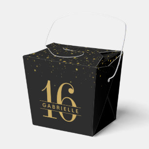 Sweet 16 Black Gold Confetti Personalisiert Takeou Geschenkschachtel