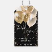 Sweet 16 Black Gold Glitzer Ballon vielen Dank Geschenkanhänger (Vorderseite)