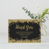 Sweet 16 Black Gold Glitzer Dankeskarte (Stehend Vorderseite)