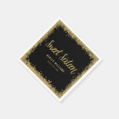 Sweet 16 Black Gold Glitzer Geburtstag Serviette (Ecke)