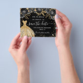 Sweet 16 Black Gold Kleid Budget Save the Date Flyer (Gruppe)