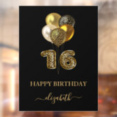 Sweet 16 Black Gold Leopard Namenskript Fensteraufkleber (Blatt 2)