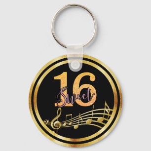 Sweet 16 black gold music notes schlüsselanhänger