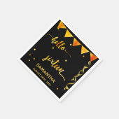 Sweet 16 black gold name Party Serviette (Ecke)