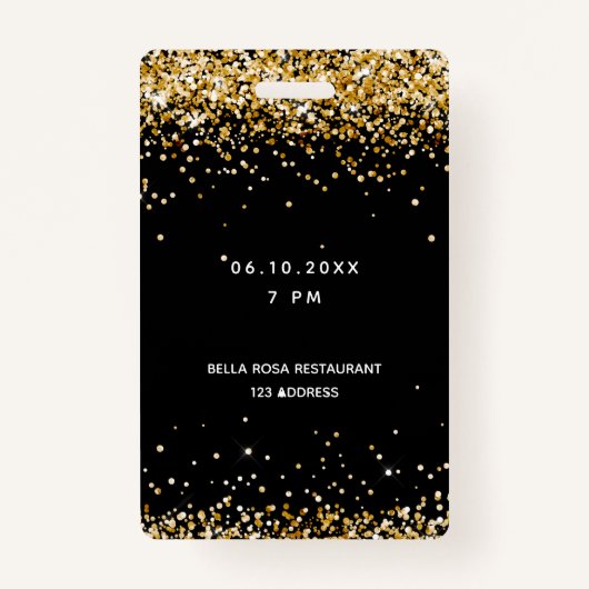 Sweet 16 Black Gold VIP Party Pass Ausweis (Rückseite)