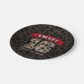 Sweet 16 Black Leopard Print Party Pappteller (Schrägansicht)