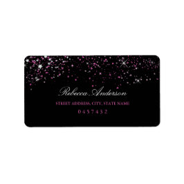 Sweet 16 Black Pink Sparkle Glitzer Address Labels Adressaufkleber
