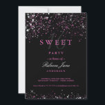 Sweet 16 Black Pink Sparkle Glitzer Einladung<br><div class="desc">Matching Kollektion im Little Bayleigh Store!</div>