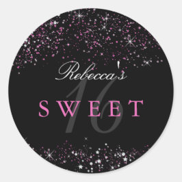 Sweet 16 Black Pink Sparkle Glitzer Sticker